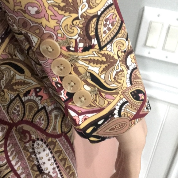 Express NWT Paisley One Button Boyfriend Blazer Cinched Waist String size Small - Picture 8 of 14